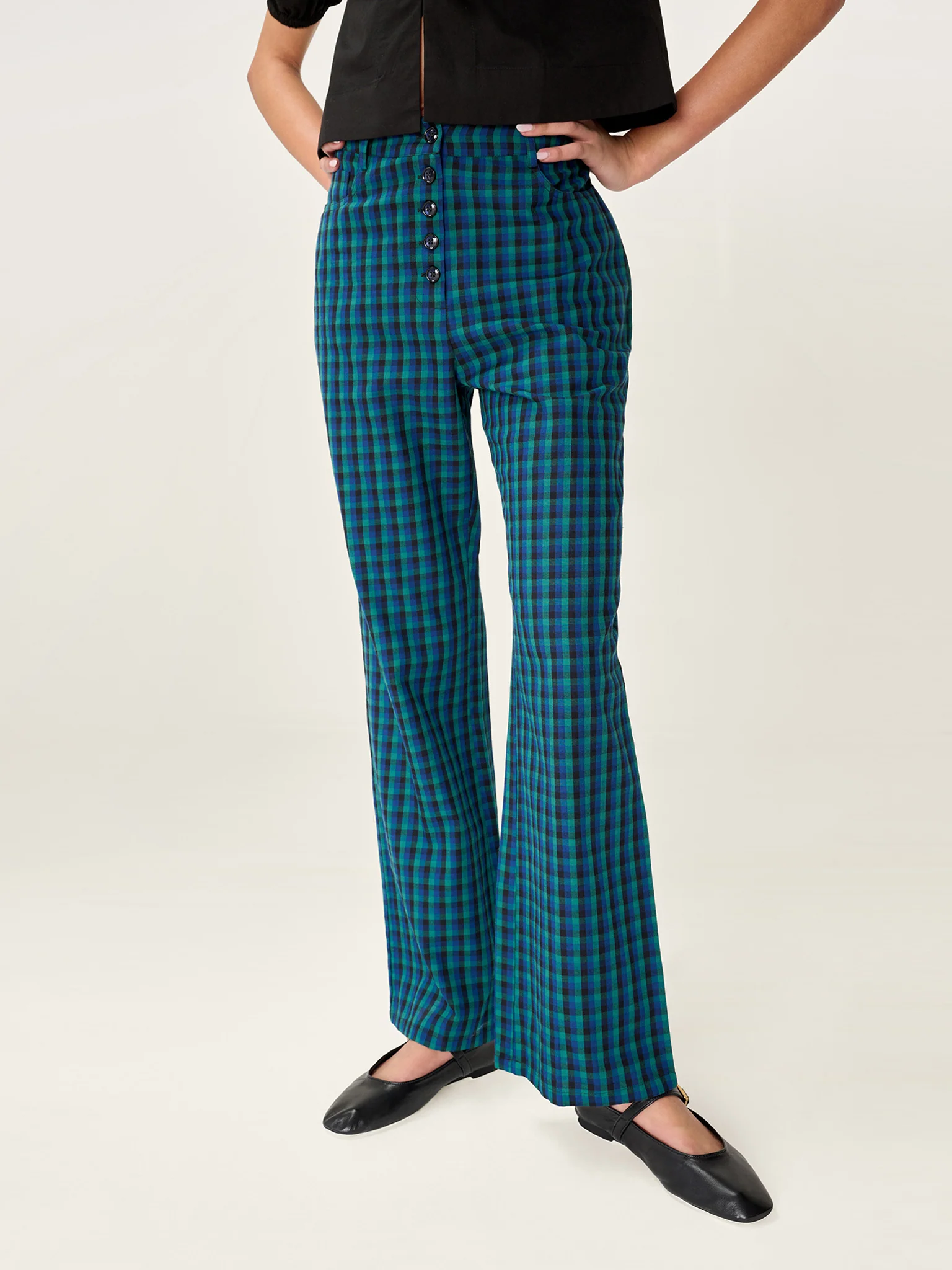 Elodie Trouser in Blue Check - Image 2