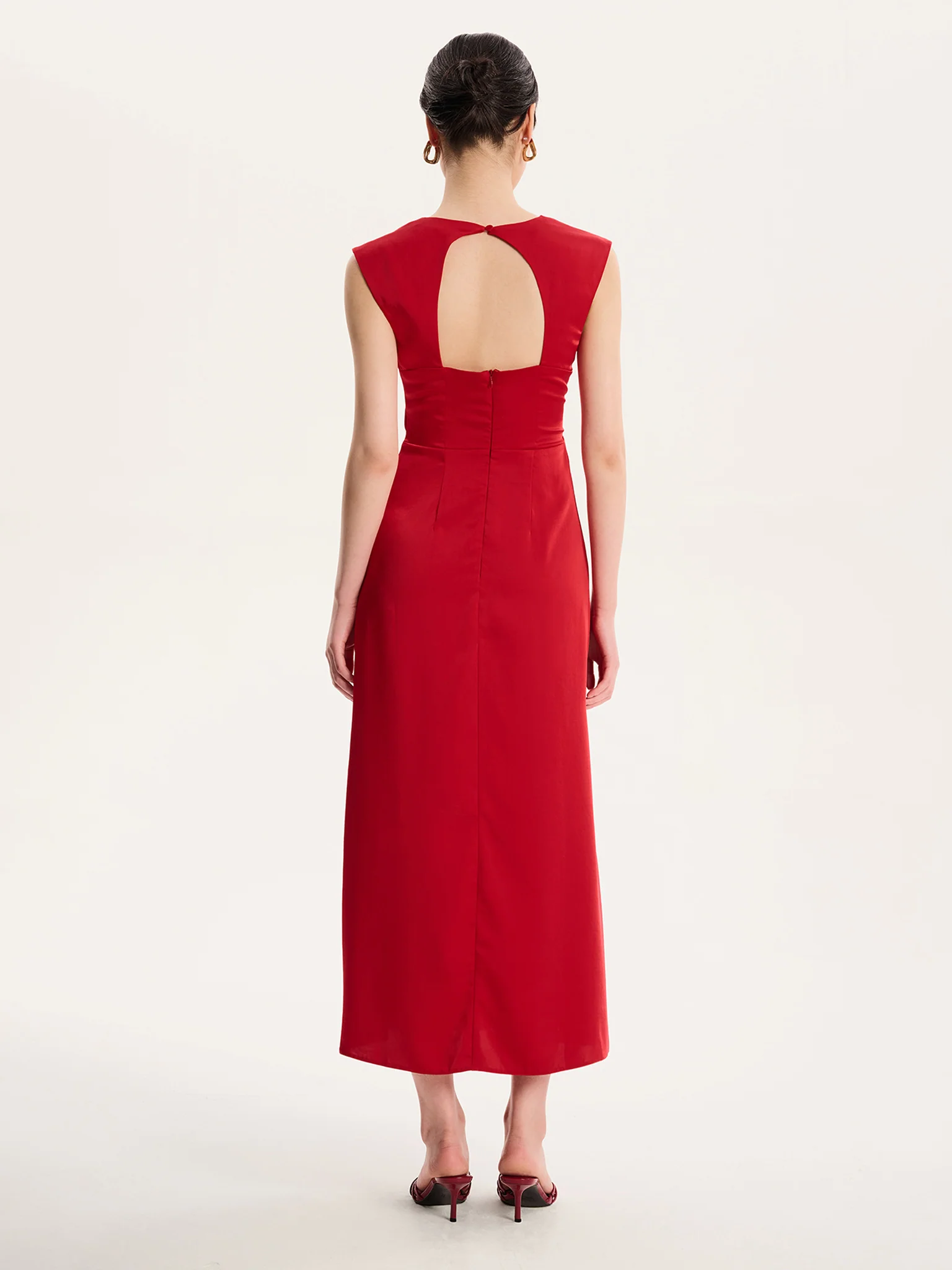 Marin Twist Satin Dress in Barbados Cherry - Image 5