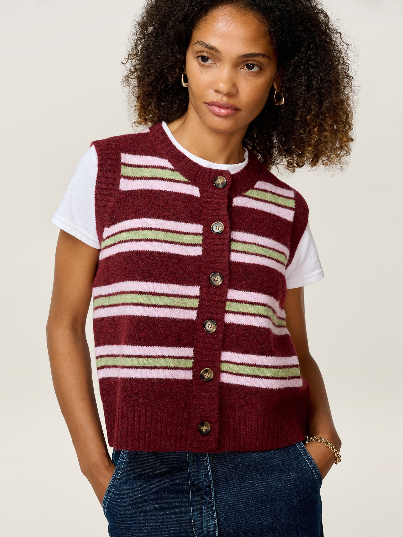 Matilda Stripe Vest in Multi - Image 2
