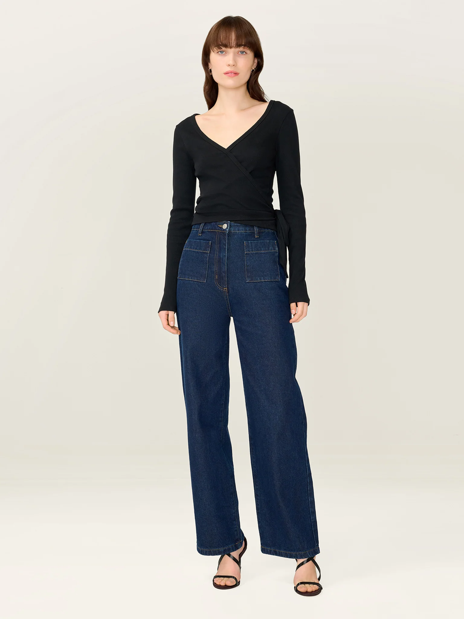 Napeta Ballet Wrap Top in Black - Image 2