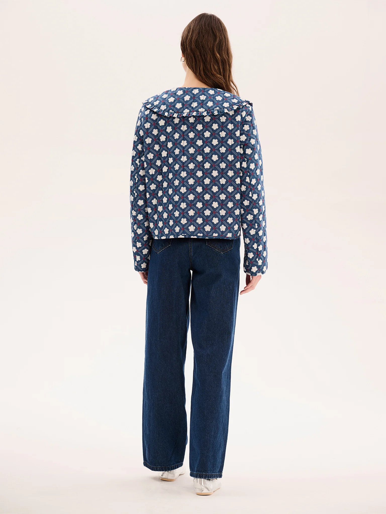 Peggy Quilted Jacket in Floral Check - Image 2