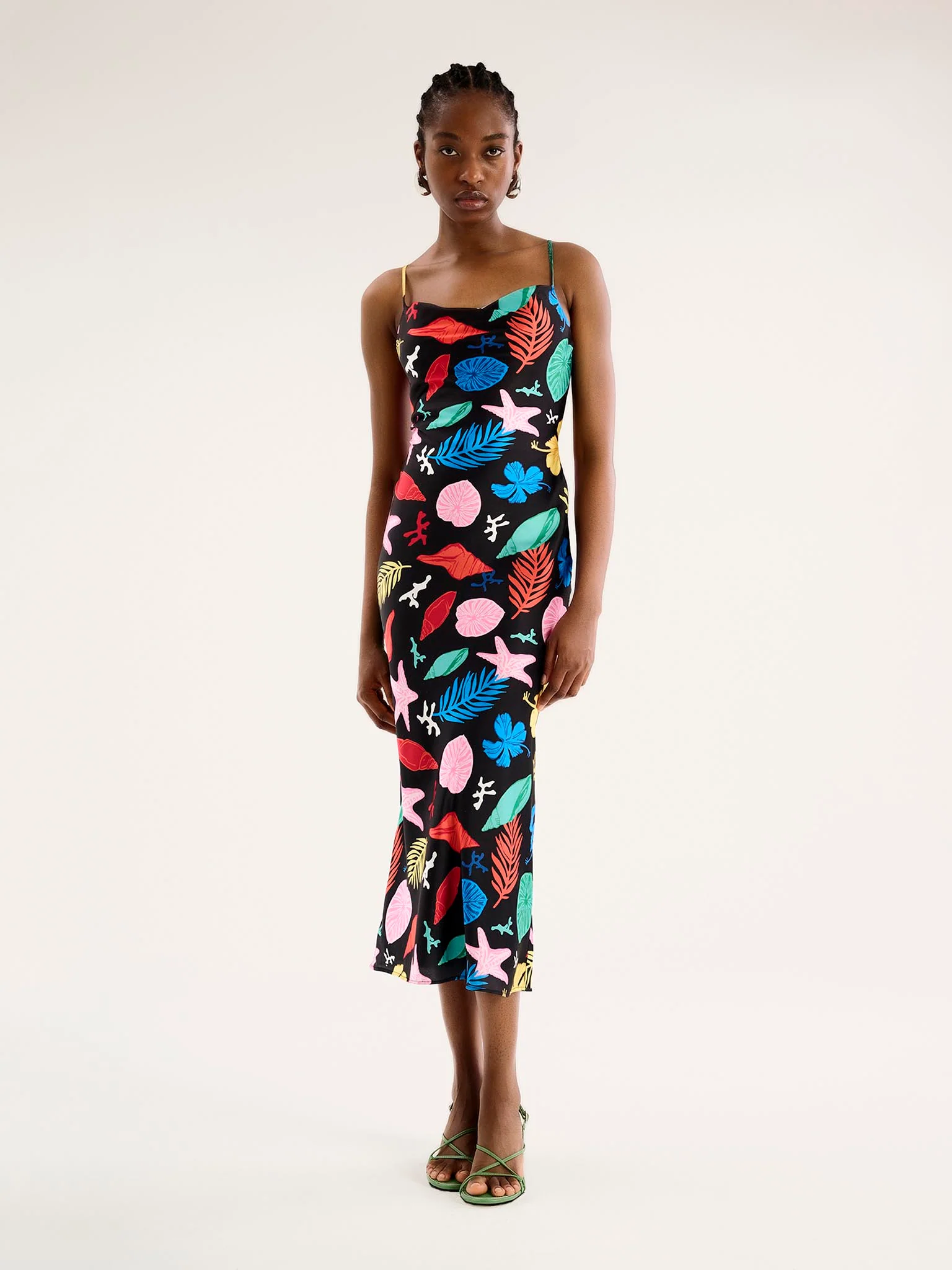 Riviera Midi Dress in Shell Print